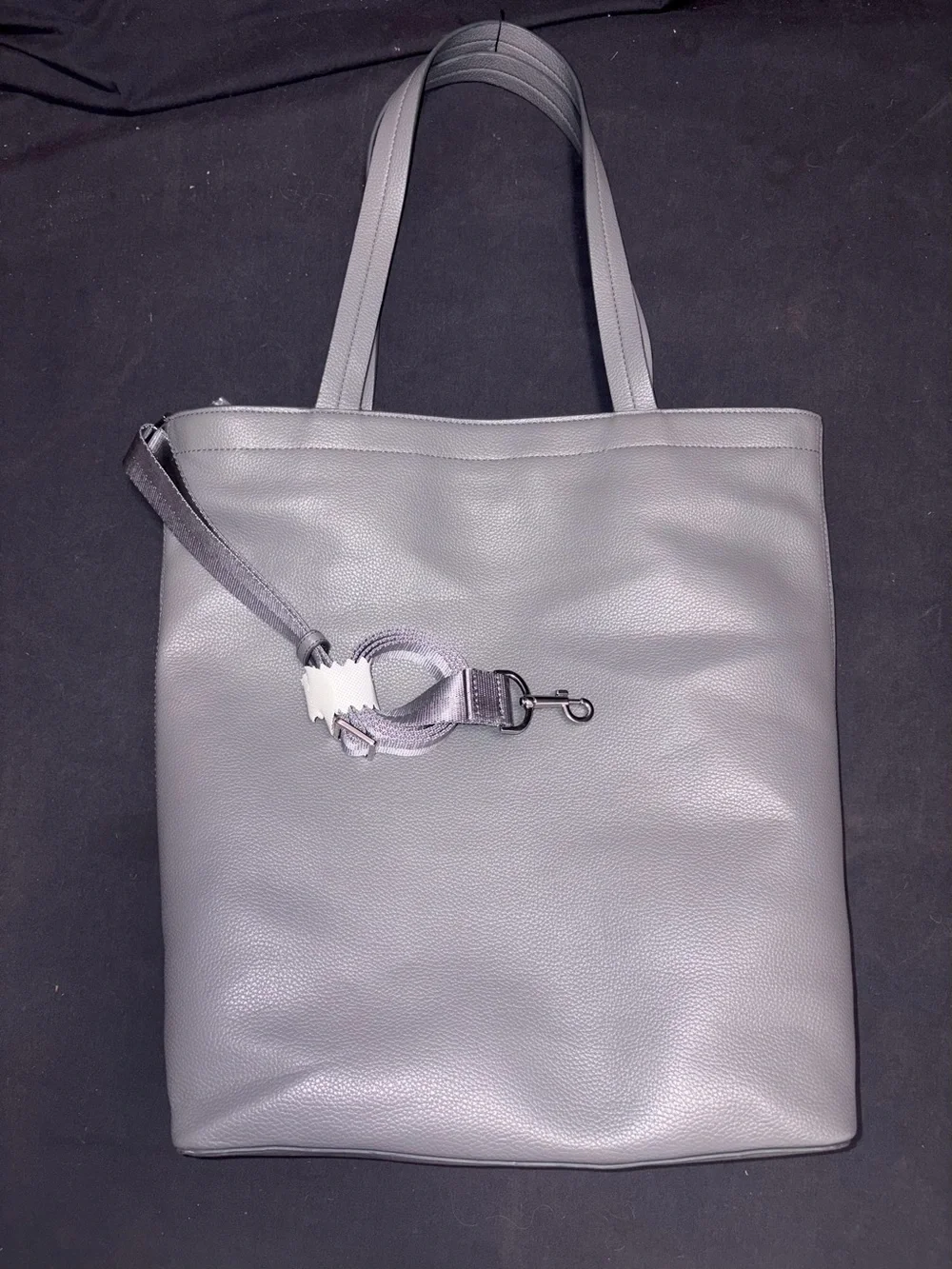 Vera Bradley Gray Leather Tote with Removable Strap - Picture 1 of 3